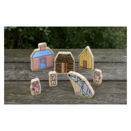 Figuras de madera The Three Little Pigs (7)